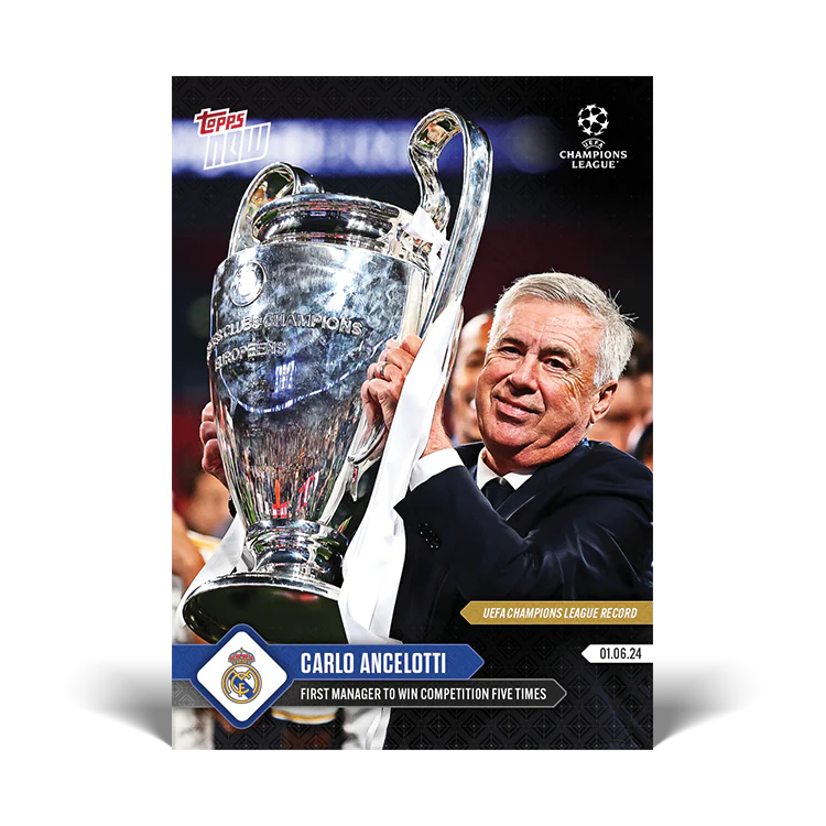 Carlo Ancelotti - UEFA Record: First manager to win competition five times - 23/24 UCL TOPPS NOW® Card 138