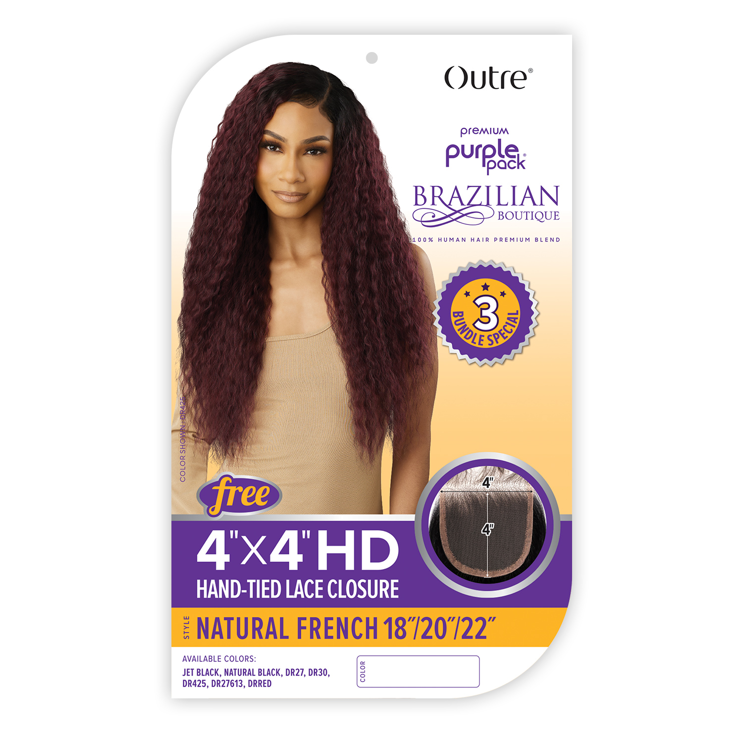 Outre Human Hair Blend Weave Premium Purple Pack Brazilian Boutique Natural French 18