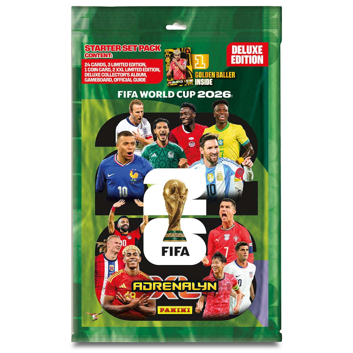 FIFA World Cup 2026™ Adrenalyn XL™ Official Trading Card Game - Box of 50 Packets plus Premium gold packet and Deluxe Starterpack