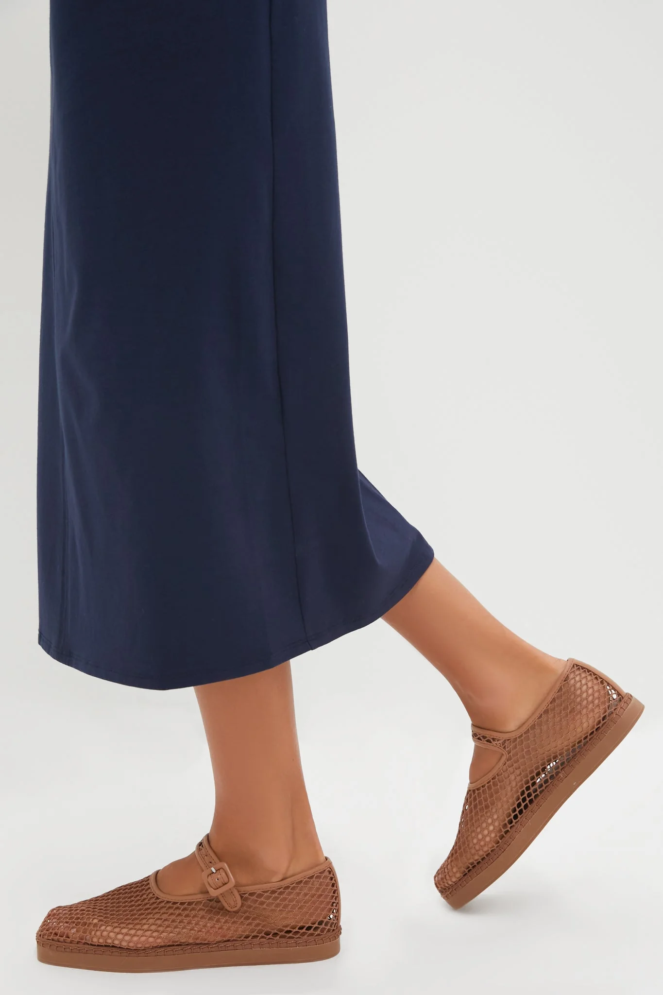 Brown Netted Mesh Rita Mary Janes