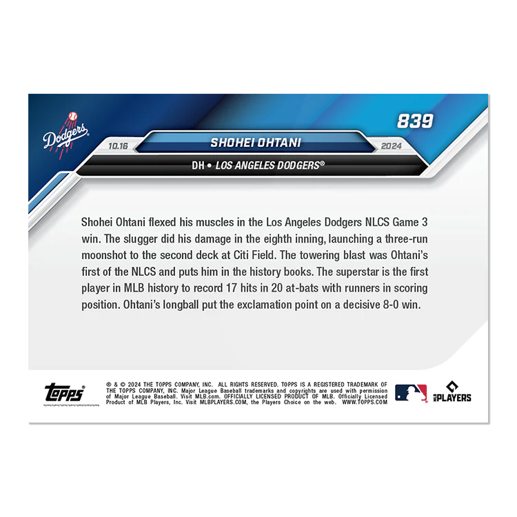 Shohei Ohtani - 2024 MLB Topps NOW® Card 839