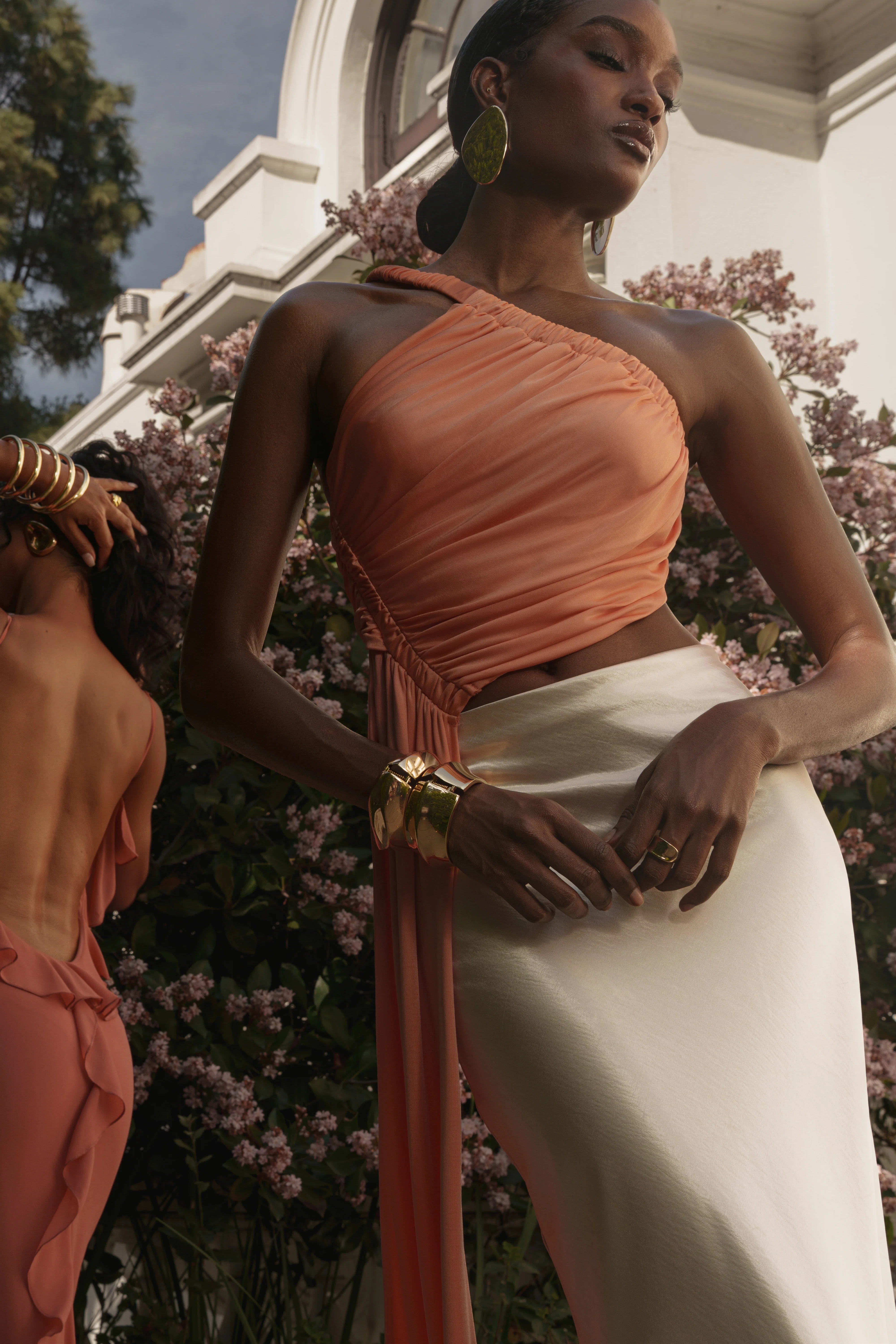 Peach Spotlight Draped Top