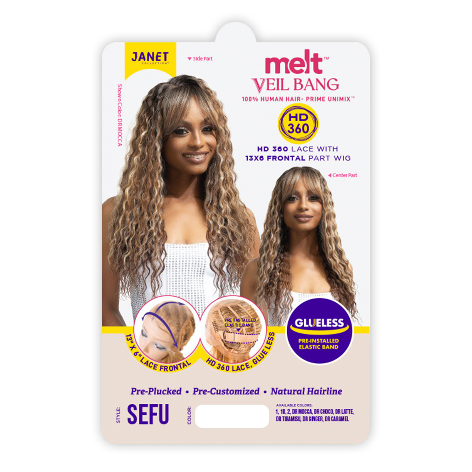 Janet Collection Human Hair Blend HD Lace Front Wig 360 Glueless Melt Hand-Tied 13X6 Frontal Part Sefu