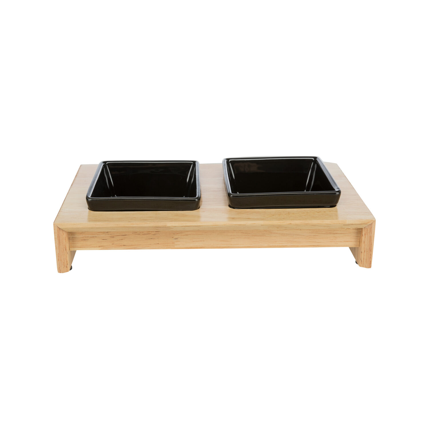 Trixie Feed-Water Bowl Set - Ceramic - Wood - 0.2 L - 28 x 15 x 5 cm