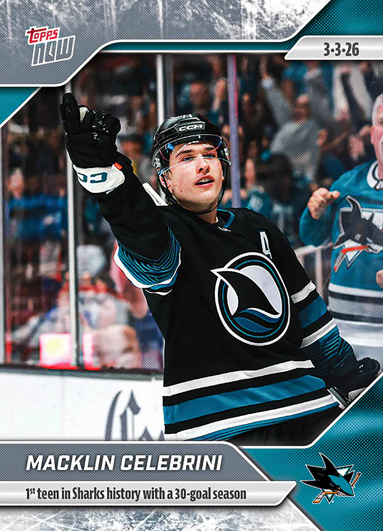 Macklin Celebrini - 2025-26 NHL Topps NOW® - Sticker # 113 Pack - PR: 1045
