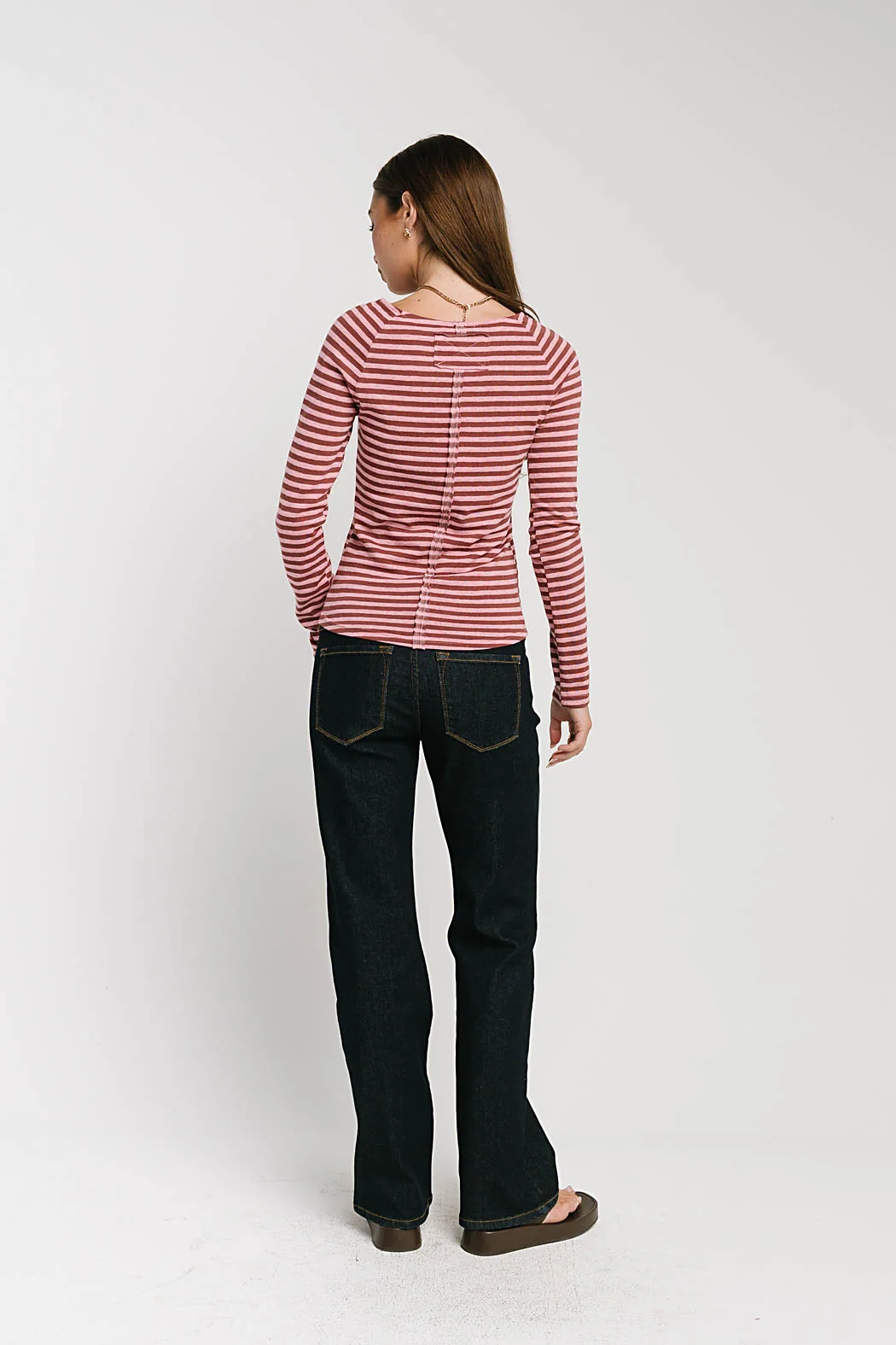Lyza Striped Top in Burgundy