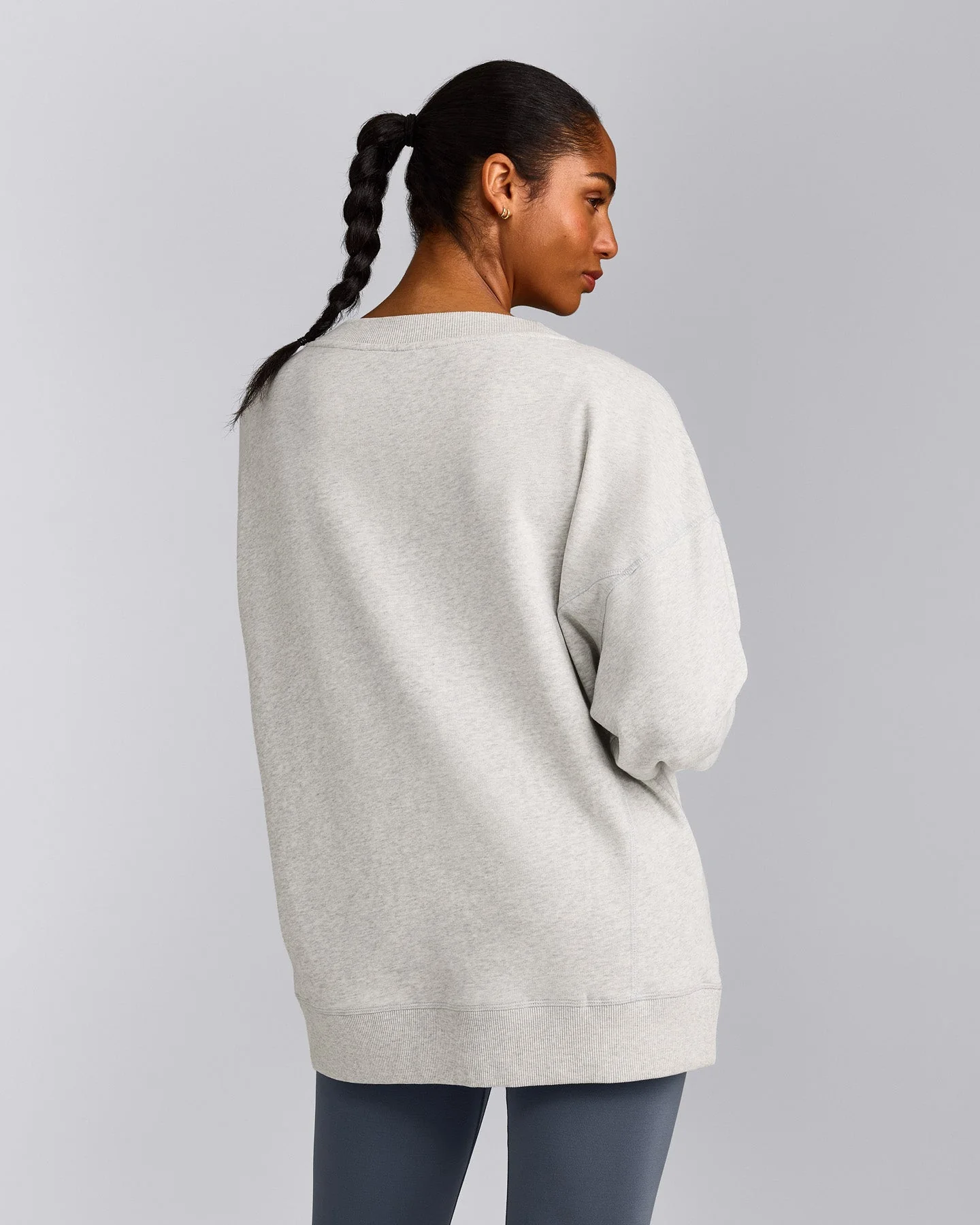 Cotton Vintage Lounge V Neck Sweatshirt | Light Grey Marl