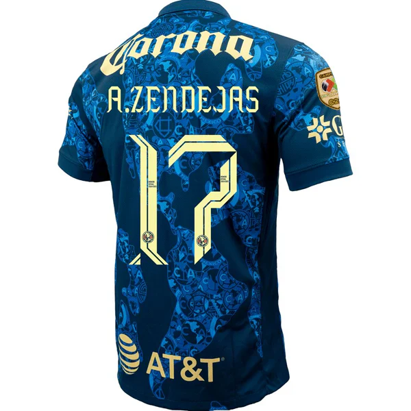 Club America Alejandro Zendejas Away Jersey w/ Liga MX C24 Patch 24/25 (Valerian Blue/Lemon Chiffon)