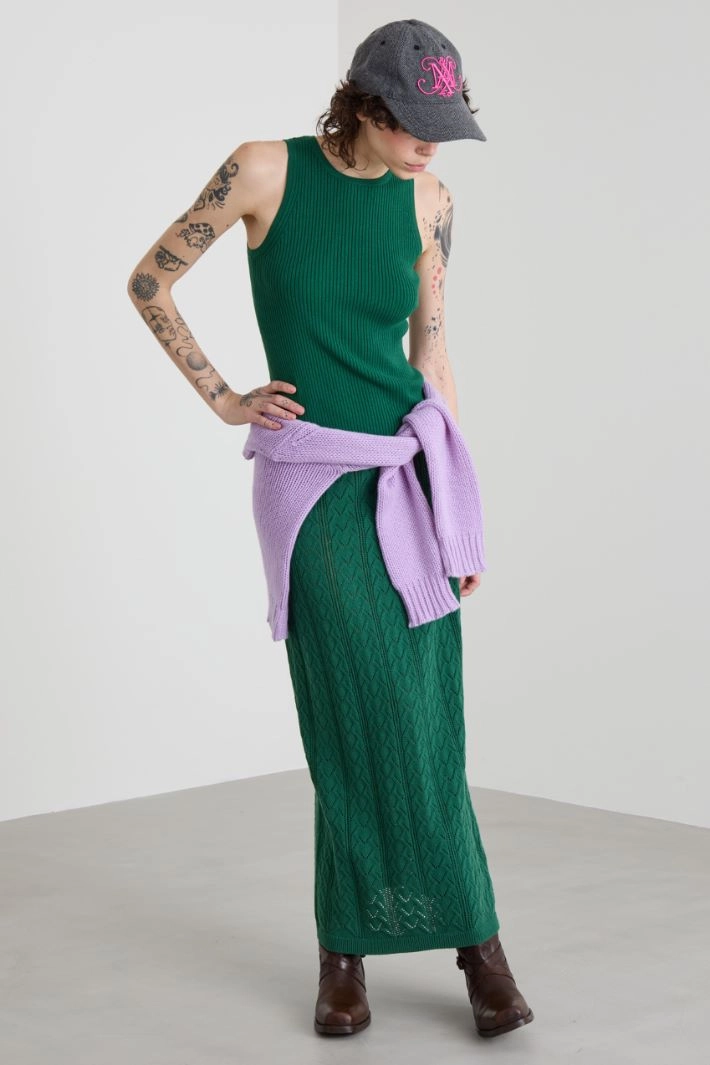 Ribbed crew neck tank top - GREEN