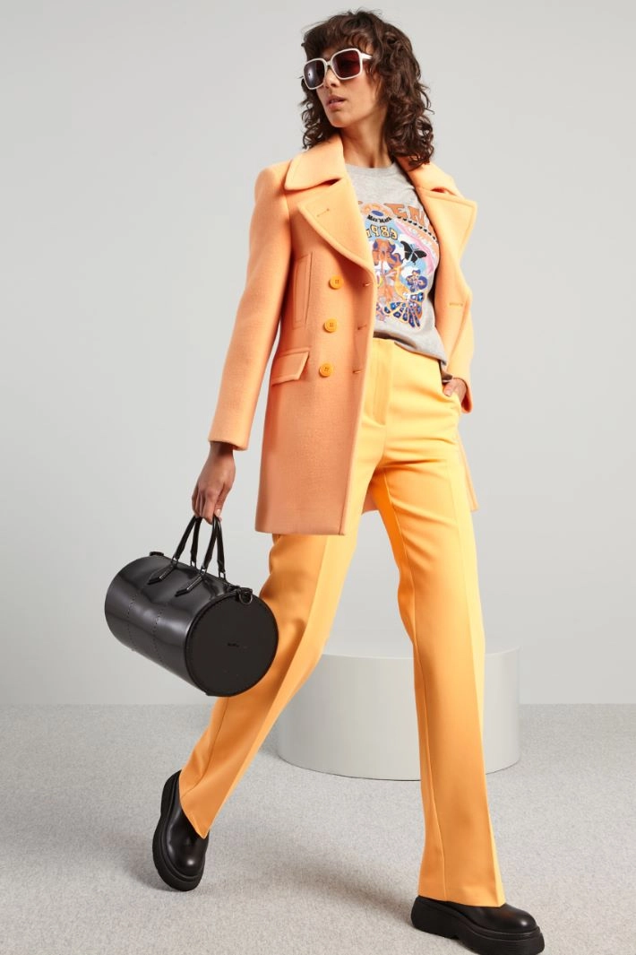 Double-breasted pea coat - ORANGE