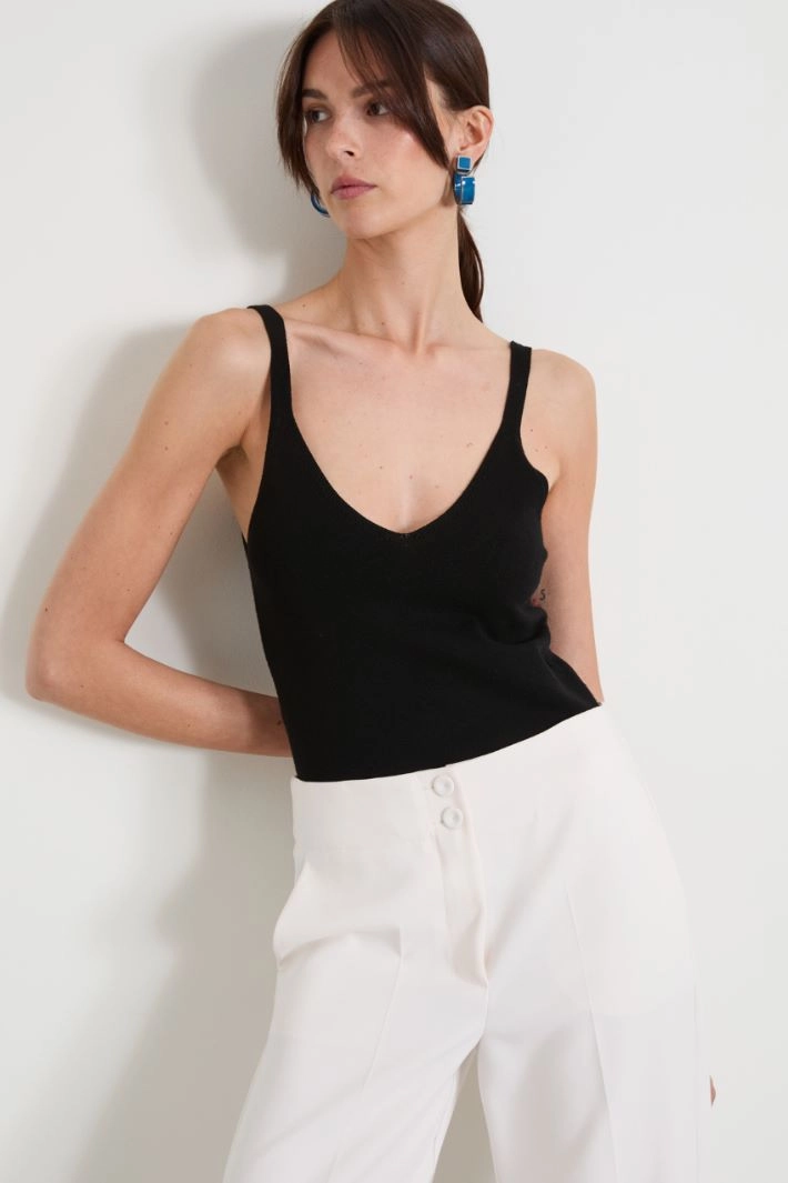 Knitted vest top - BLACK