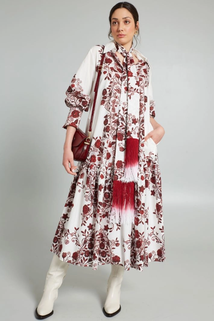 Long flared dress - WHITE RED
