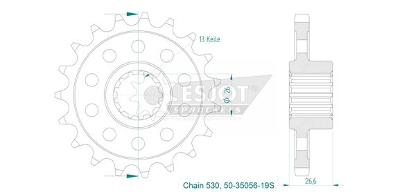 Esjot 19 tooth gearbox output pinionHARLEY DAVIDSON 1250 PAN AMERICA - 2021 - 2024Ref: Esjo00054A / 12122420