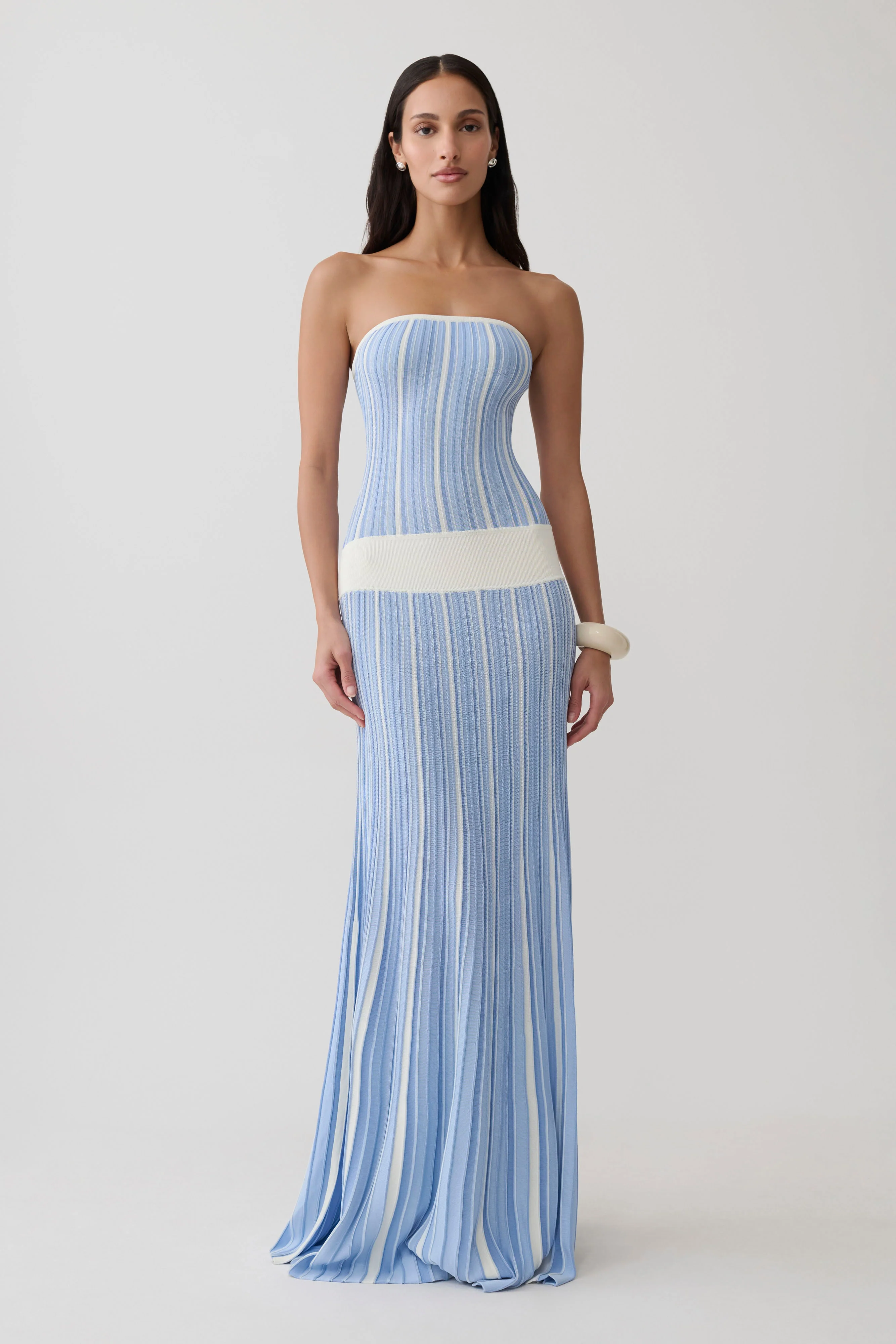 Joyce Stripe Maxi Knit Dress - Blue