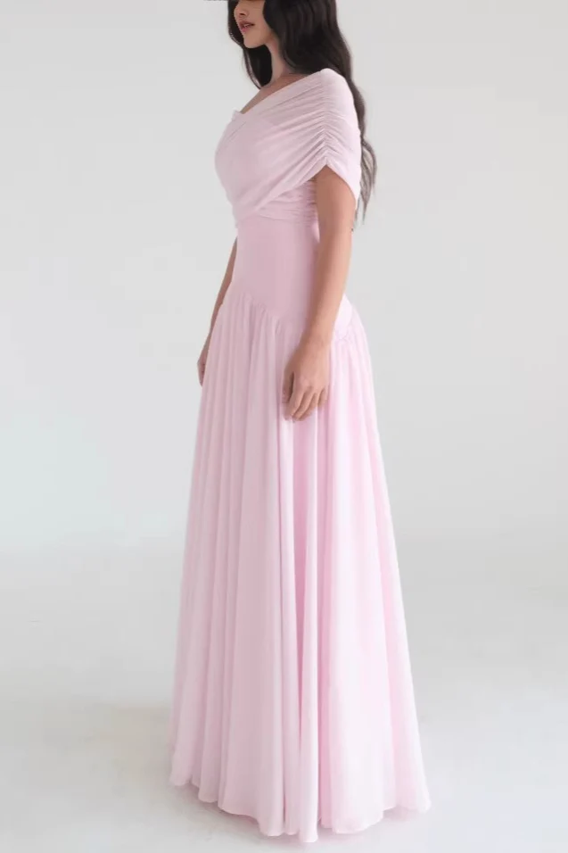 Pink Soft Elegant Cross Maxi Dress