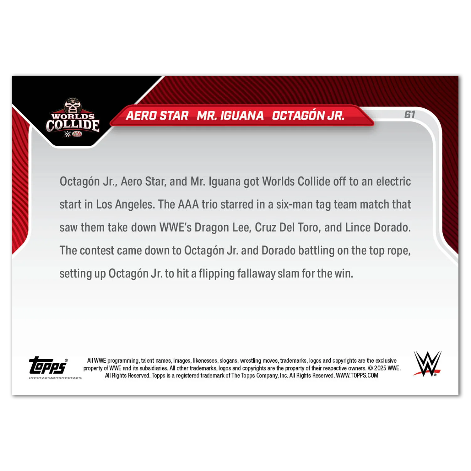 Aero Star/Mr. Iguana/Octagón Jr. - 2025 WWE Topps NOW® - Card 61