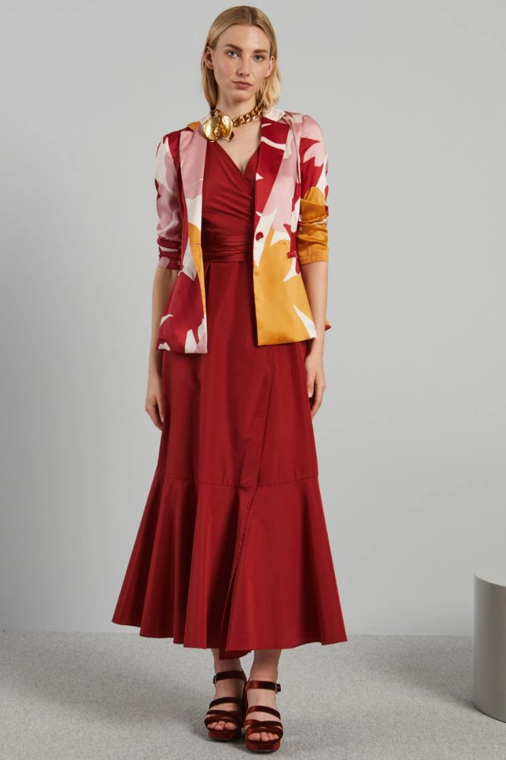 Patterned twill blazer - RED PINK OCHRE