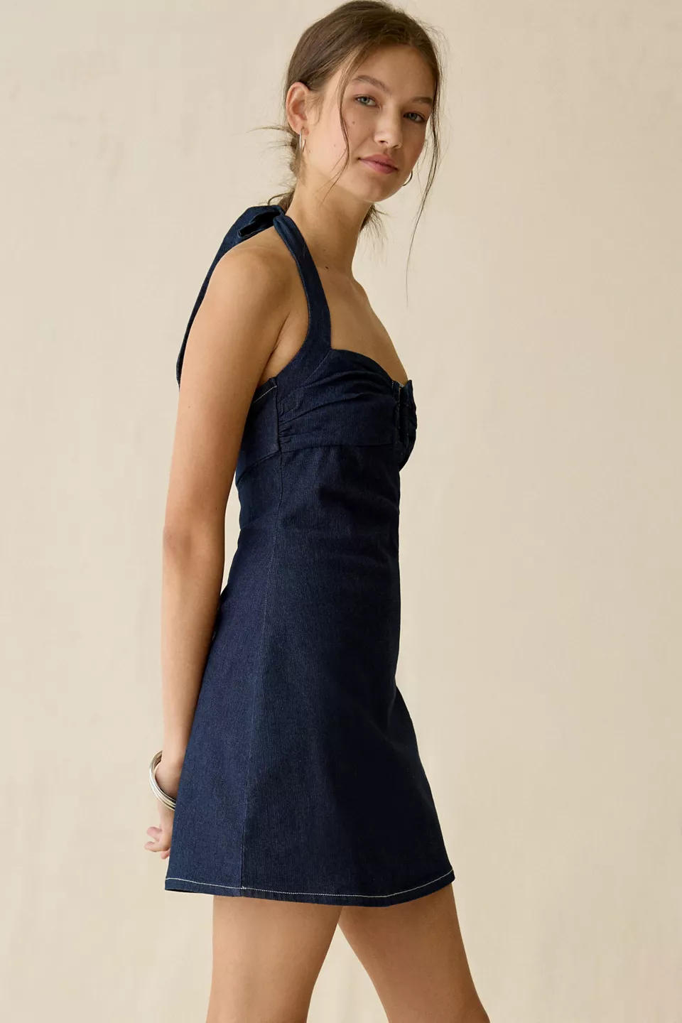 UO Hold Me Close Keyhole Halter Mini Dress