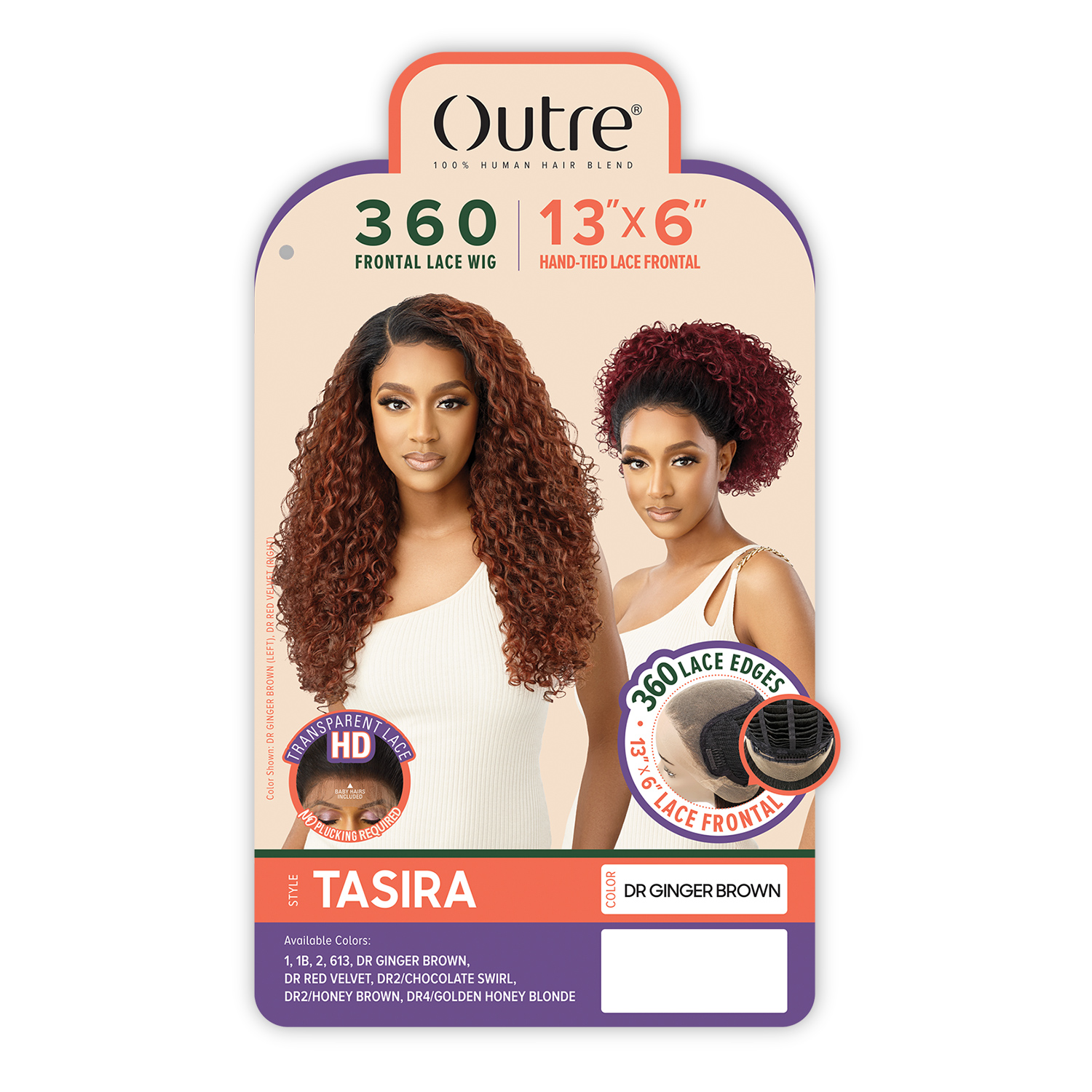 Outre Human Hair Blend HD Lace Frontal Wig 360 Hand-Tied 13x6 Lace Wig Tasira