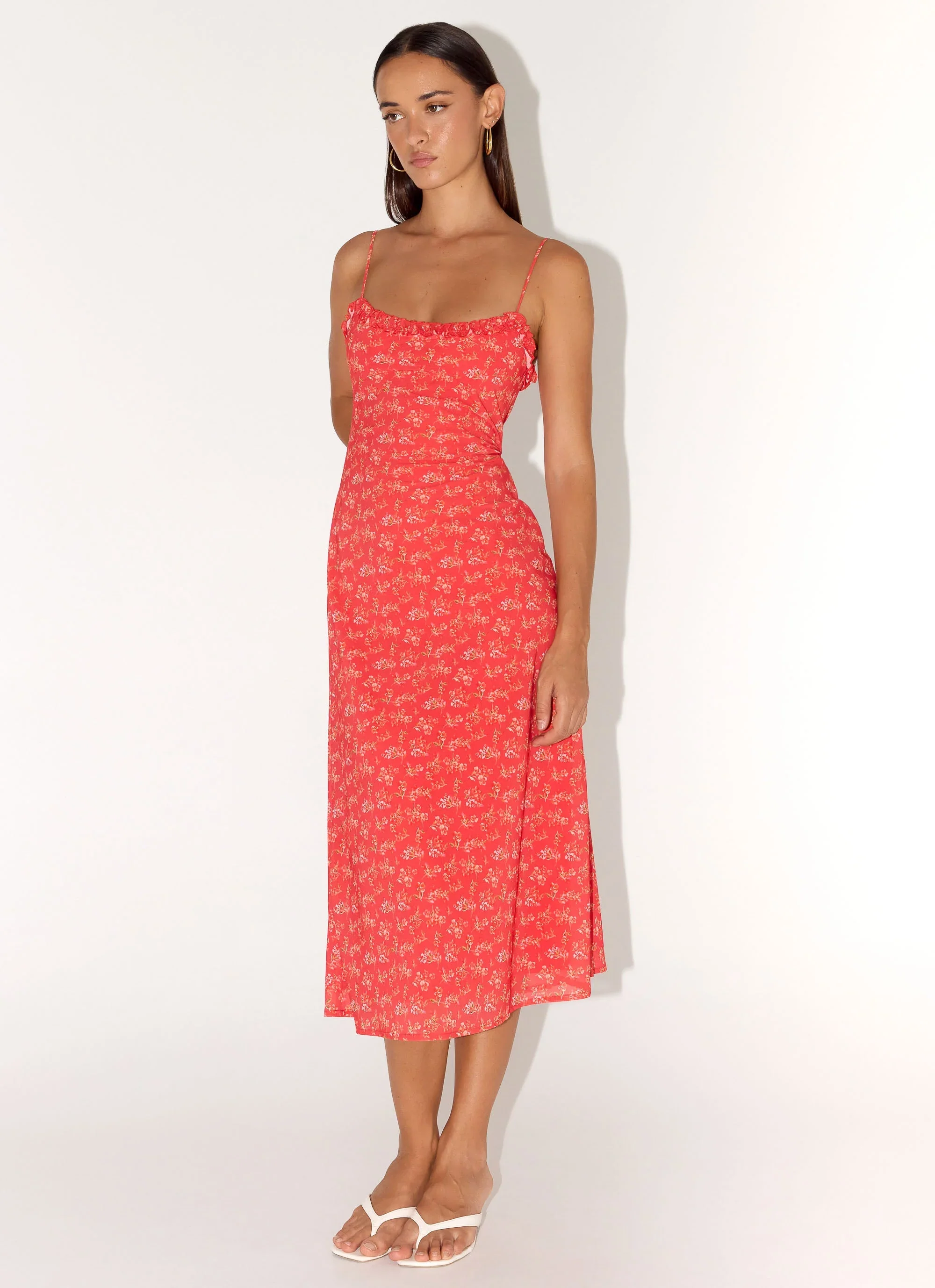 Kahlo Midi Dress - Magenta Red Rose