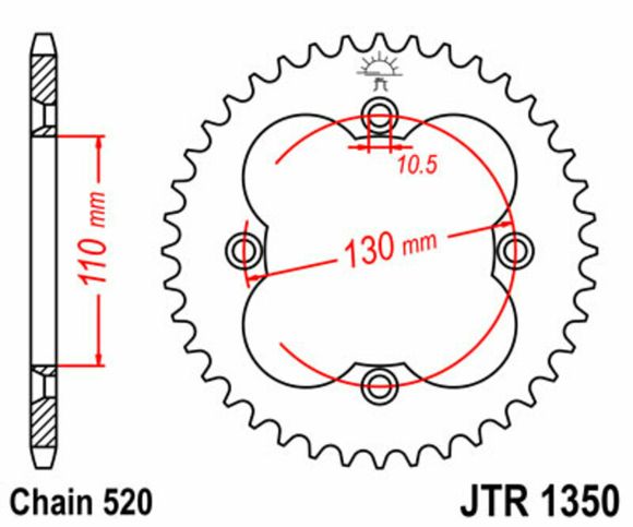 JT. Standard Steel 520 38-Tooth ChainringRef: Jtc01861A / 1074908003