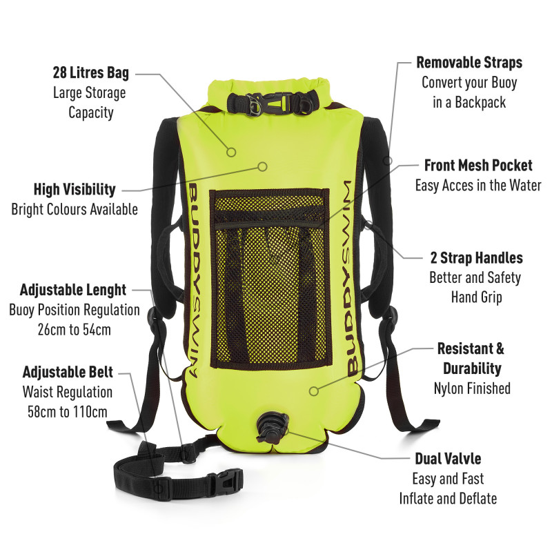 Buddyswim Dry Bag Buoy Backpack 28lt - yellow