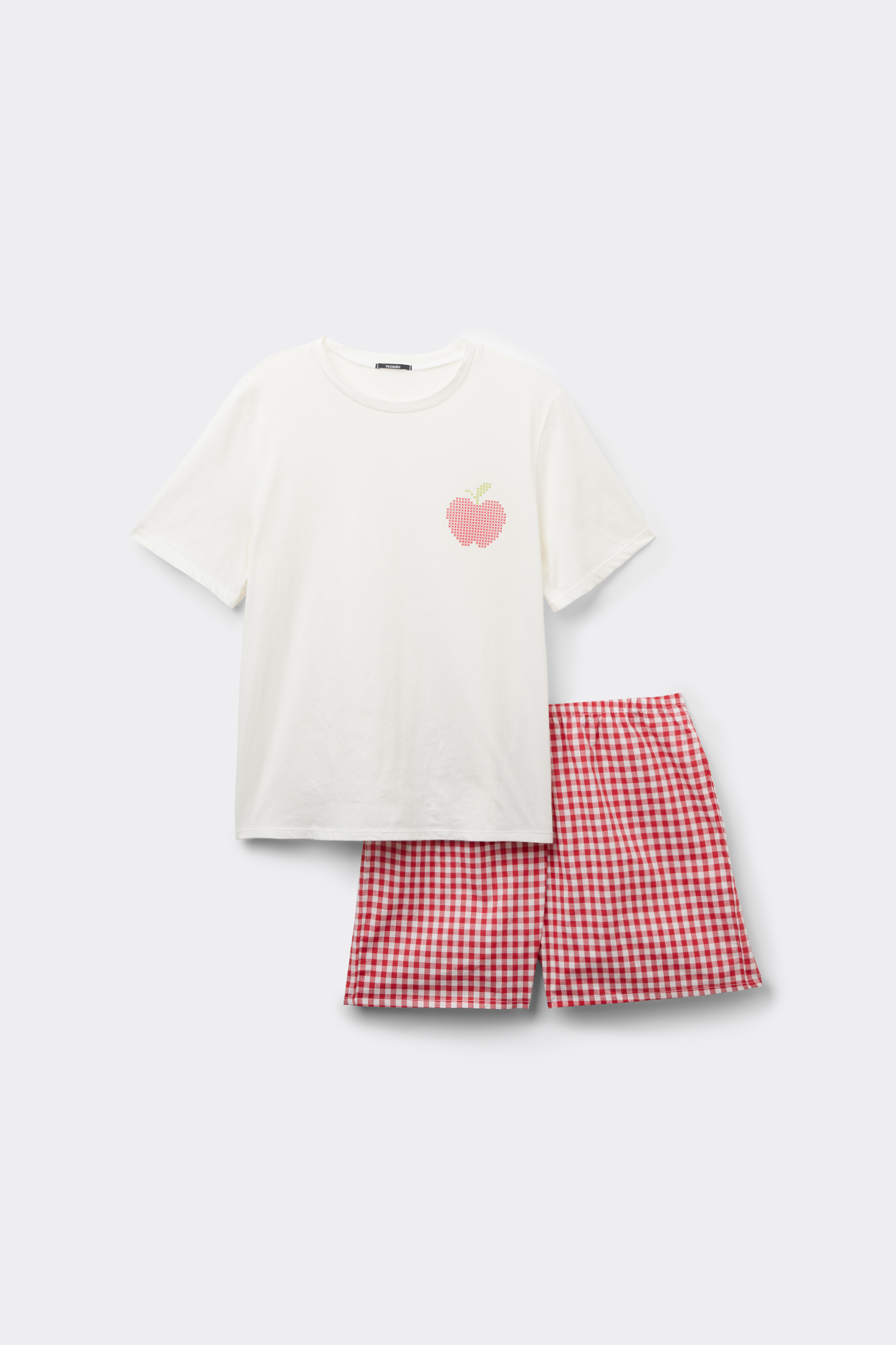 Apple and Check Print Short Cotton Pyjamas