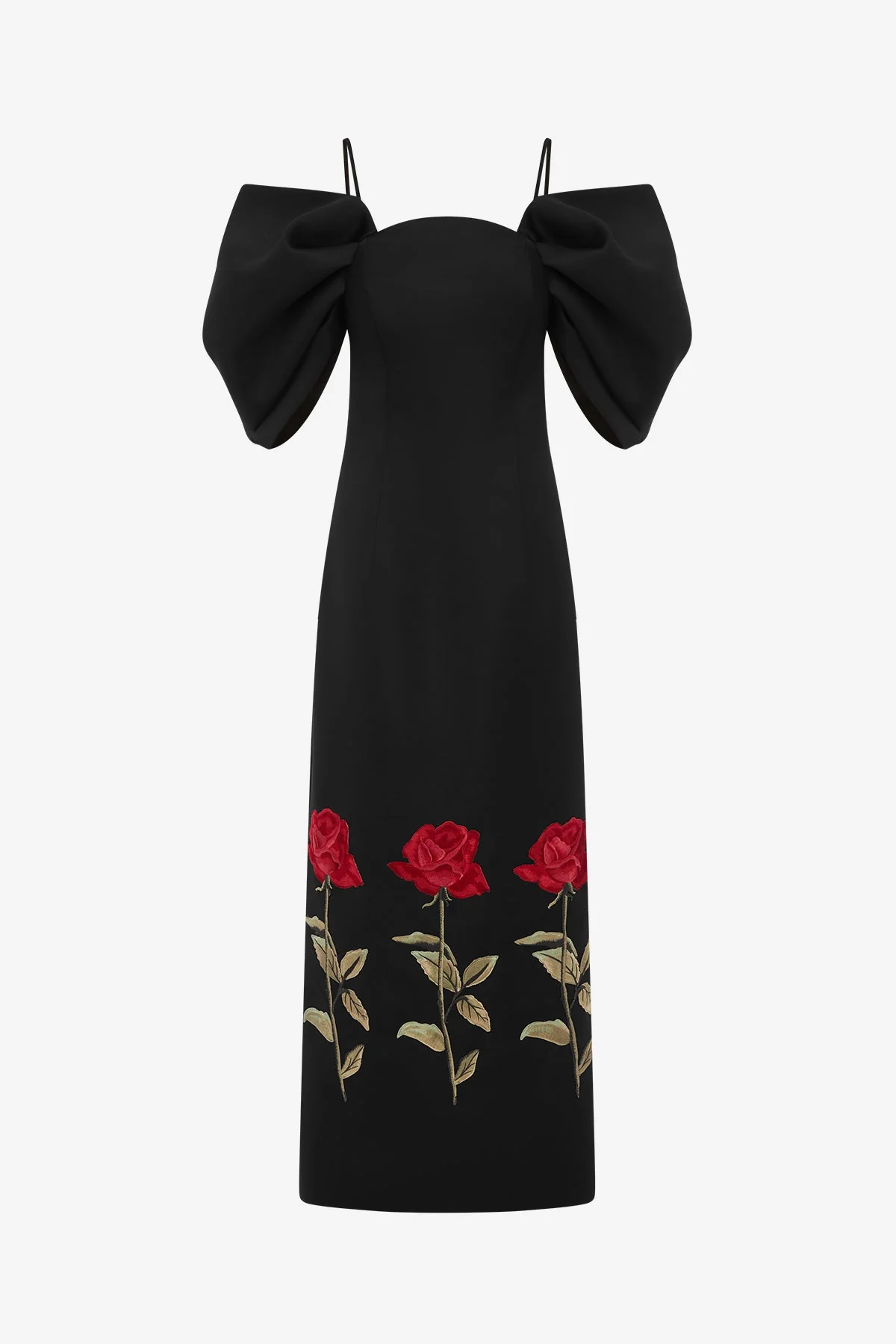 Arabella Embroidered Maxi Dress - Ebony