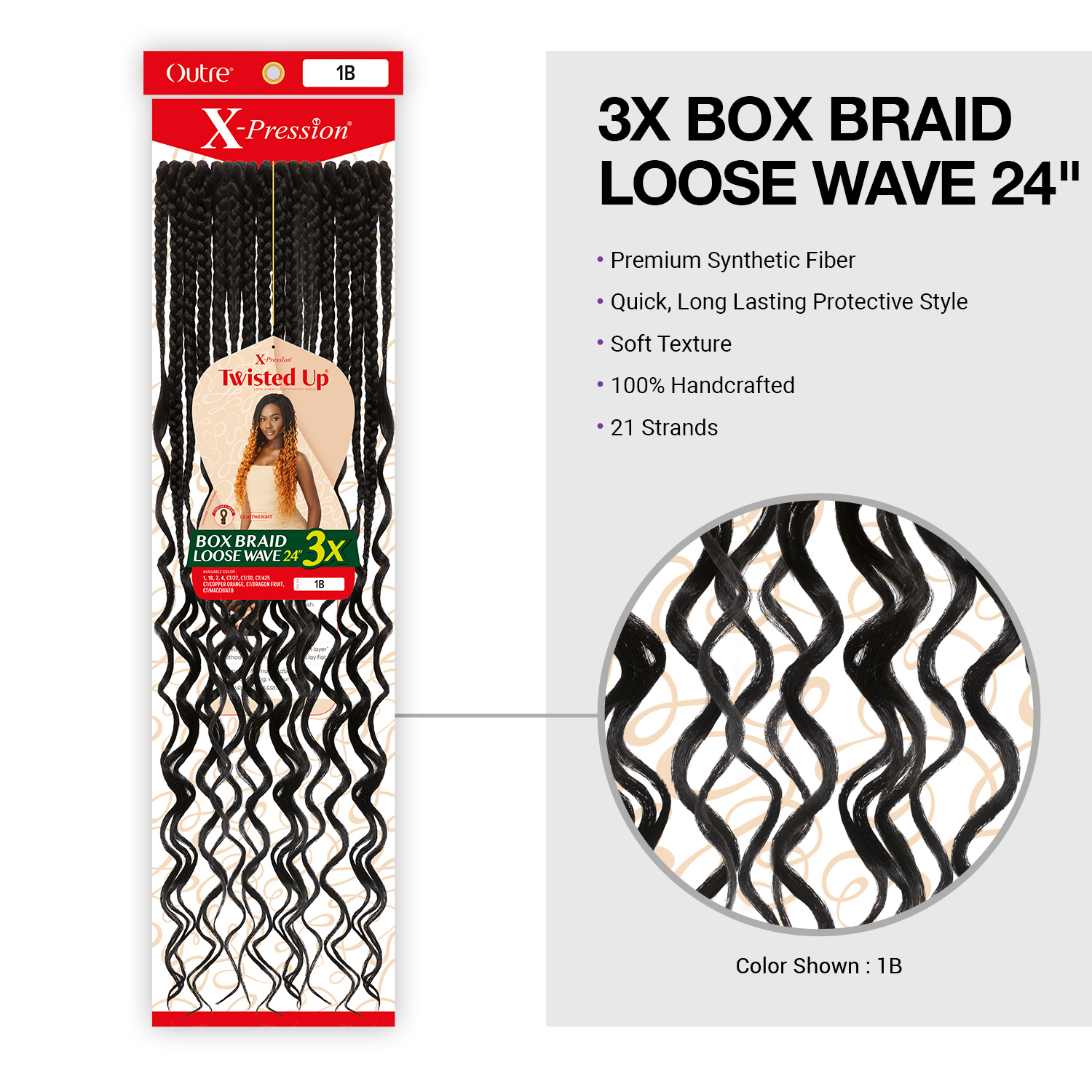 Outre Crochet Braids X-Pression Twisted Up 3X Box Braid Loose Wave 24