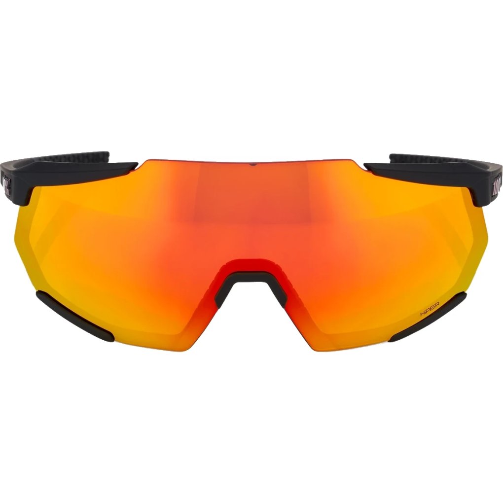 100% Racetrap 3.0 Glasses - Soft Tact Black - HiPER Red Multilayer Mirror | Clear