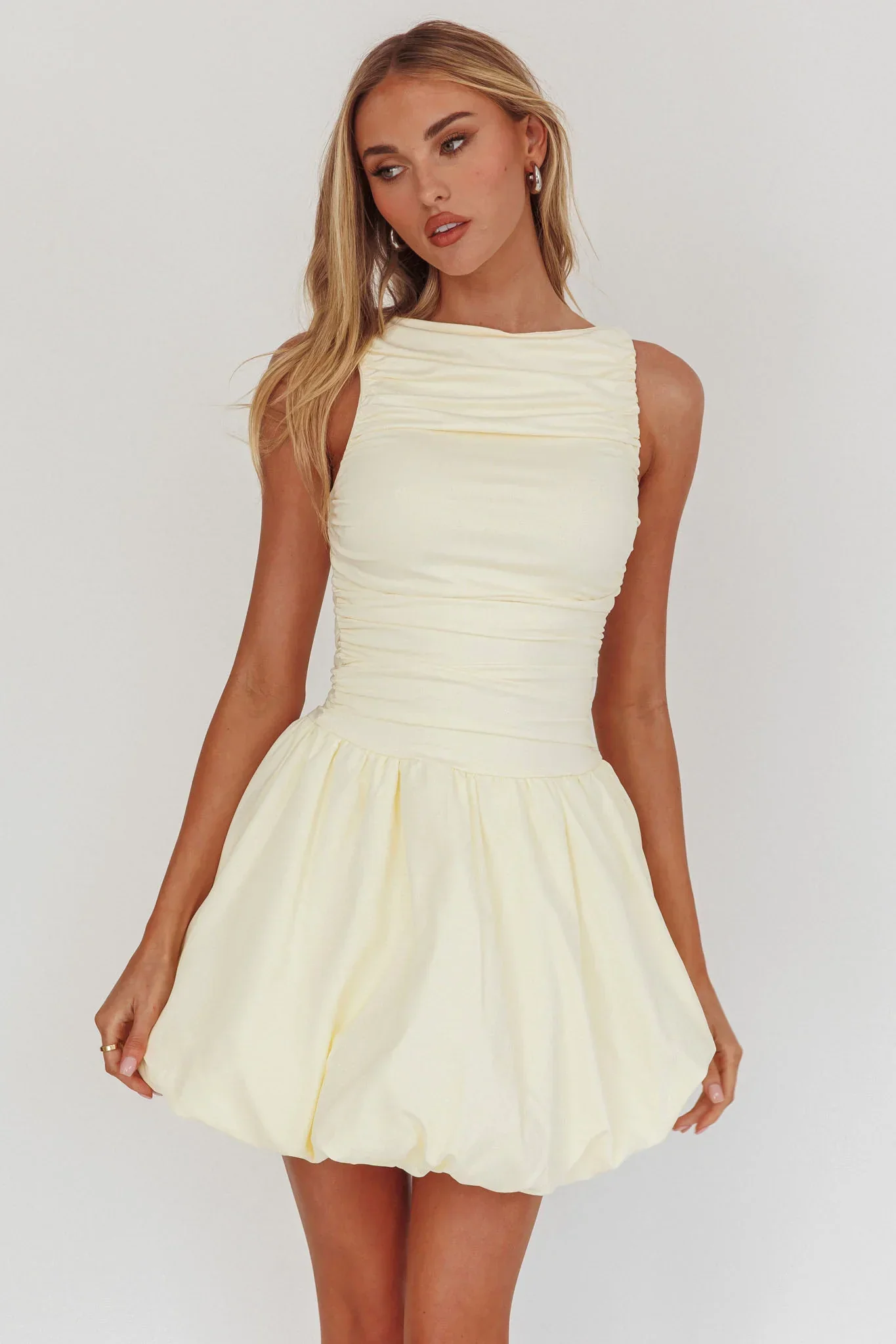 Dalayla Sleeveless Balloon Skirt Mini Dress Butter