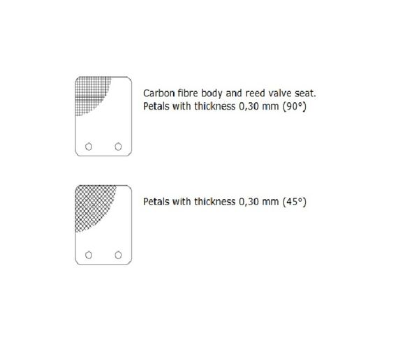 Malossi VL14 petal carbon valves 0.30mm 45Ref: Mal00765A / 1147906