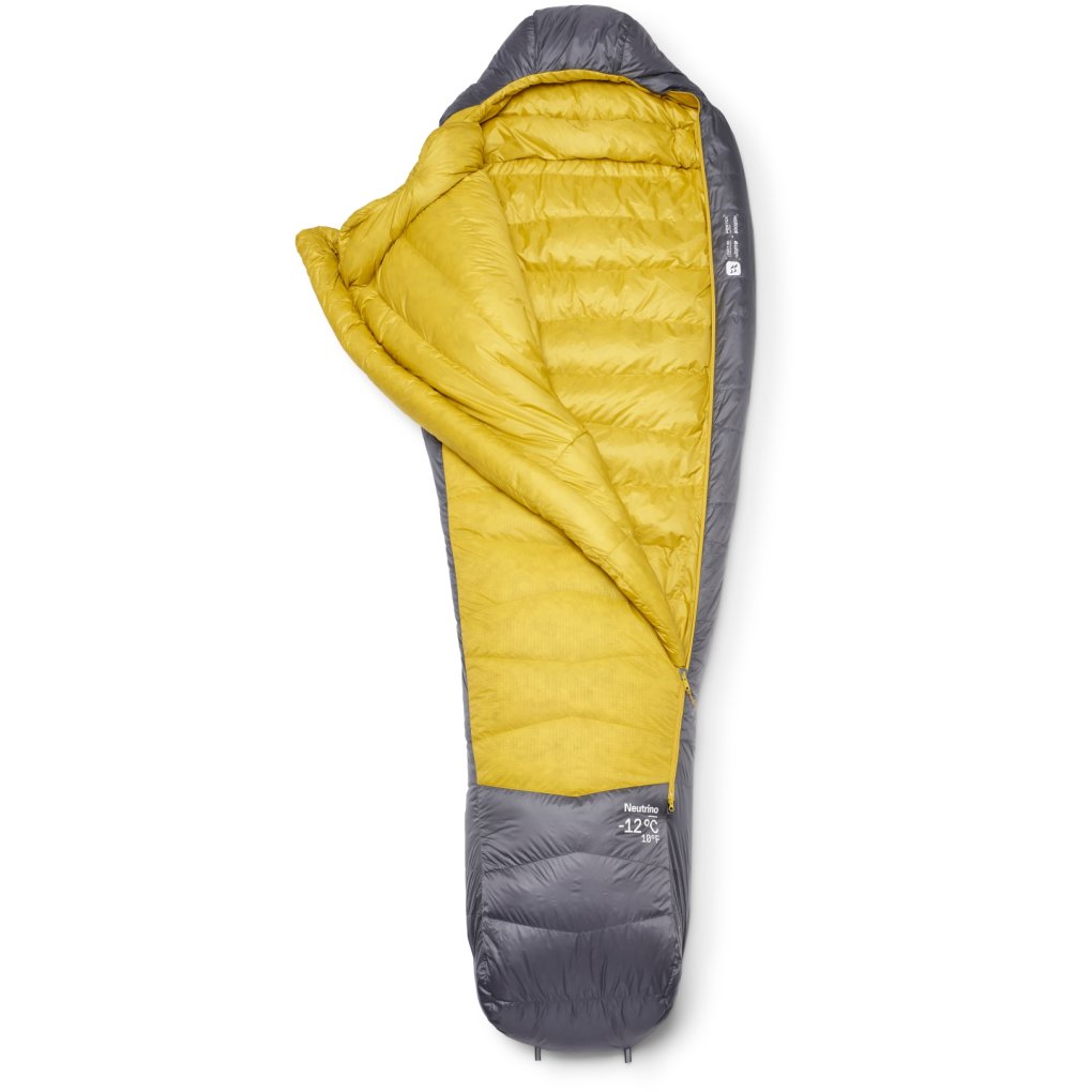 Rab Neutrino -12C / 10F Down Sleeping Bag - Long - Zip left - graphene/dark pollen