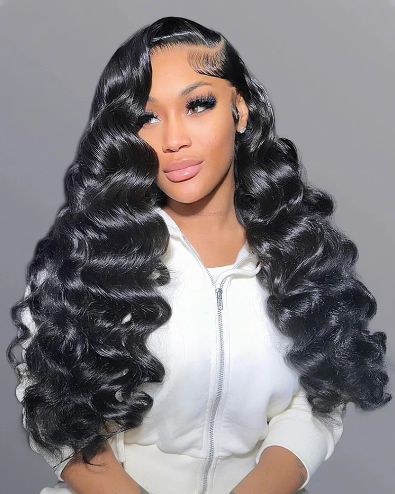 Ophirawig 360 Full Lace Glueless Loose Deep Wave Wig Invisi Drawstring Natural Black Pull & Go