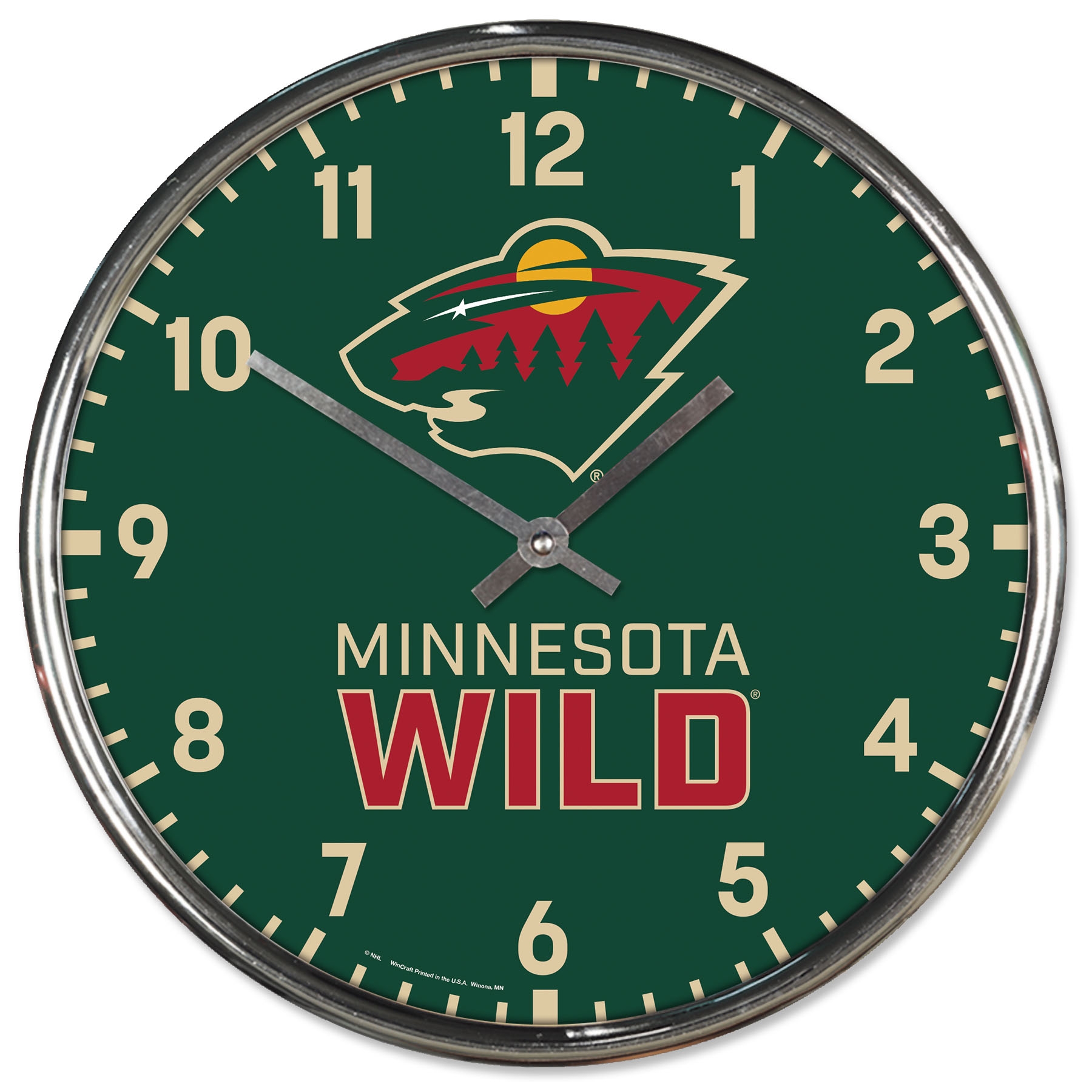 Minnesota Wild Chrome NHL Team Design Wall Clock