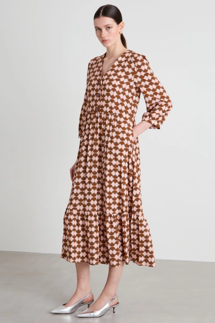 Long patterned dress - BRICK PINK