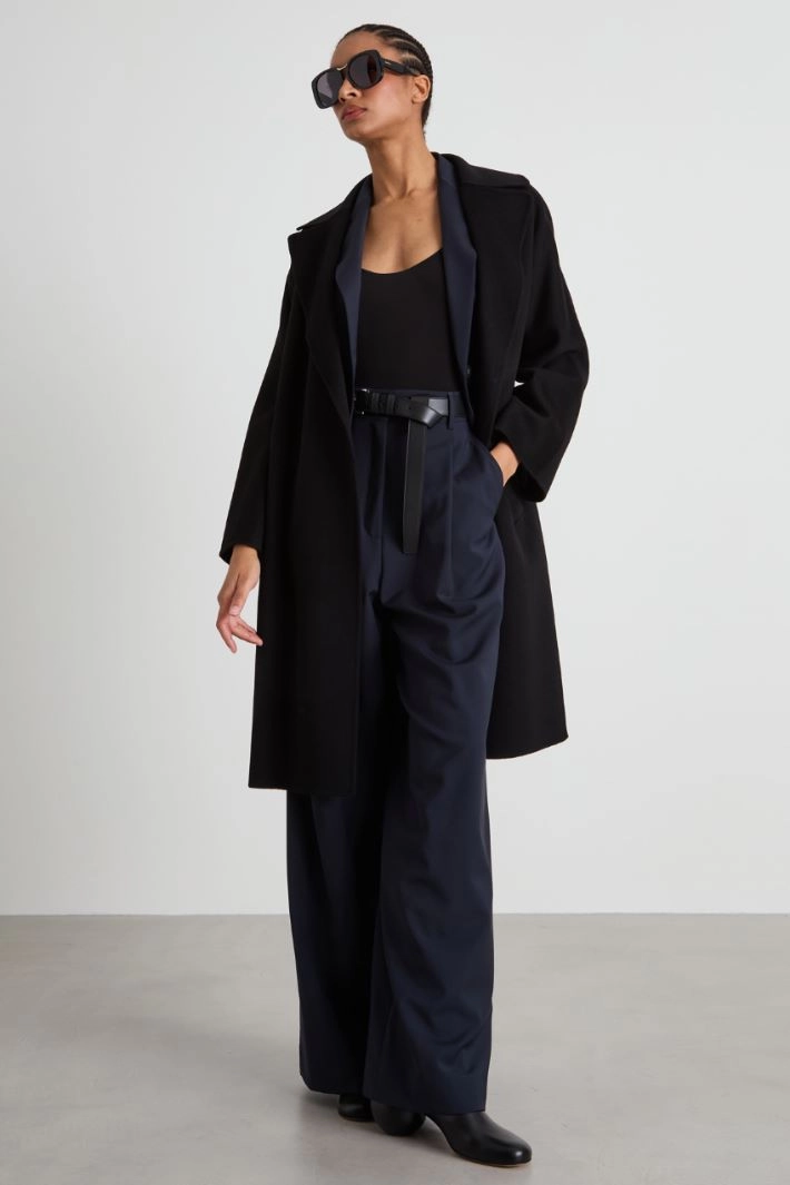 Wool drap coat - BLACK