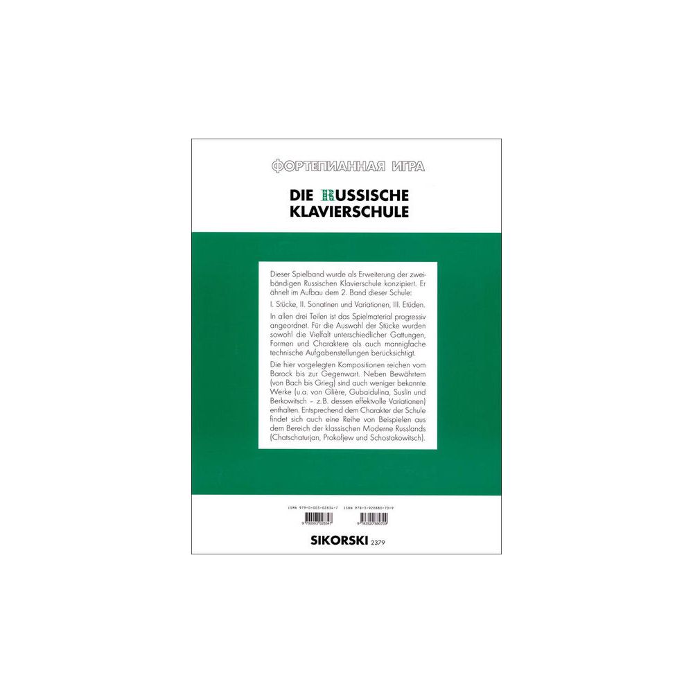 Sikorski Musikverlage Russische Klavierschule Spielb – Thomann Ireland