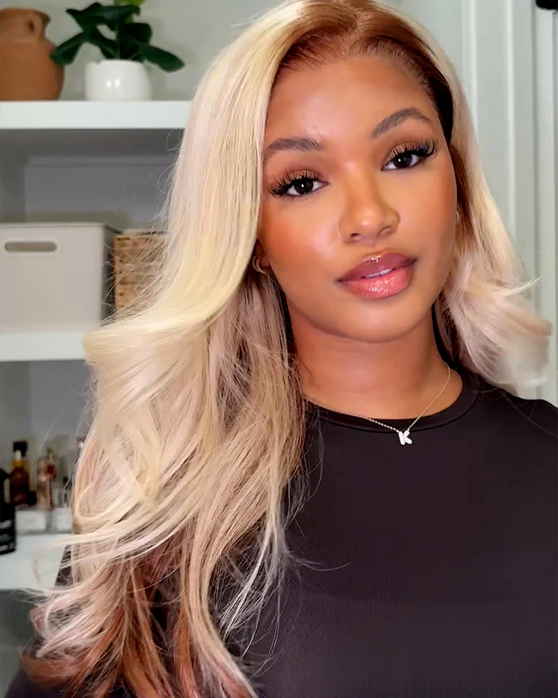 Ophirawig 13x6 Three-Go? Blonde and Brown Ombre Glueless Wig Loose Body Wave With Drawstring
