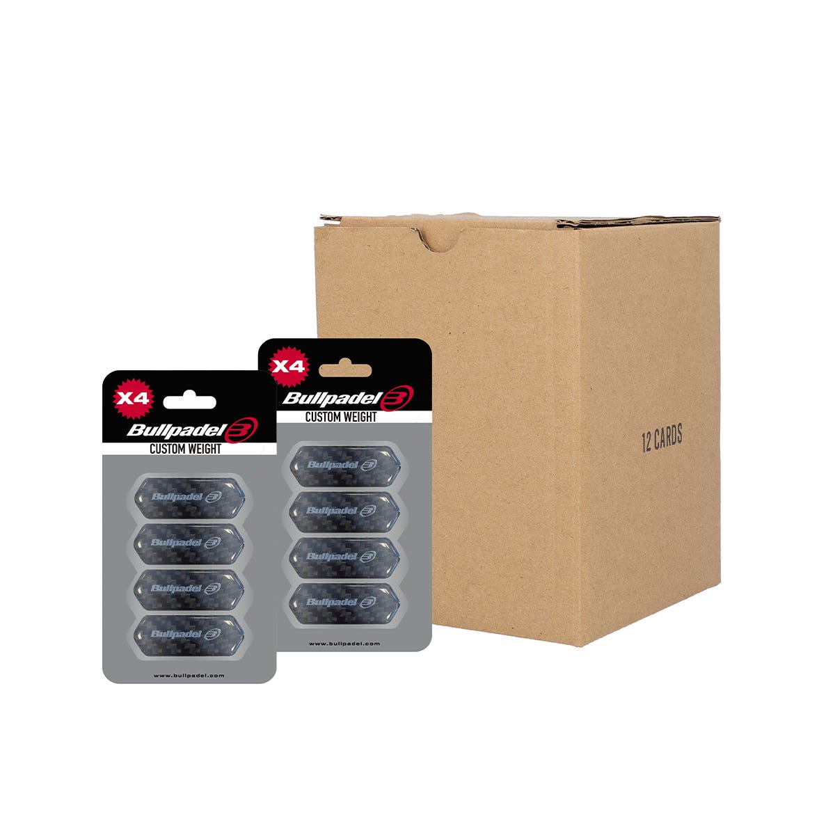 BOX 12 PCS - BLISTER (4 PCS) PROTECTOR BULLPADEL CUSTOM WEIGHT BLACK
