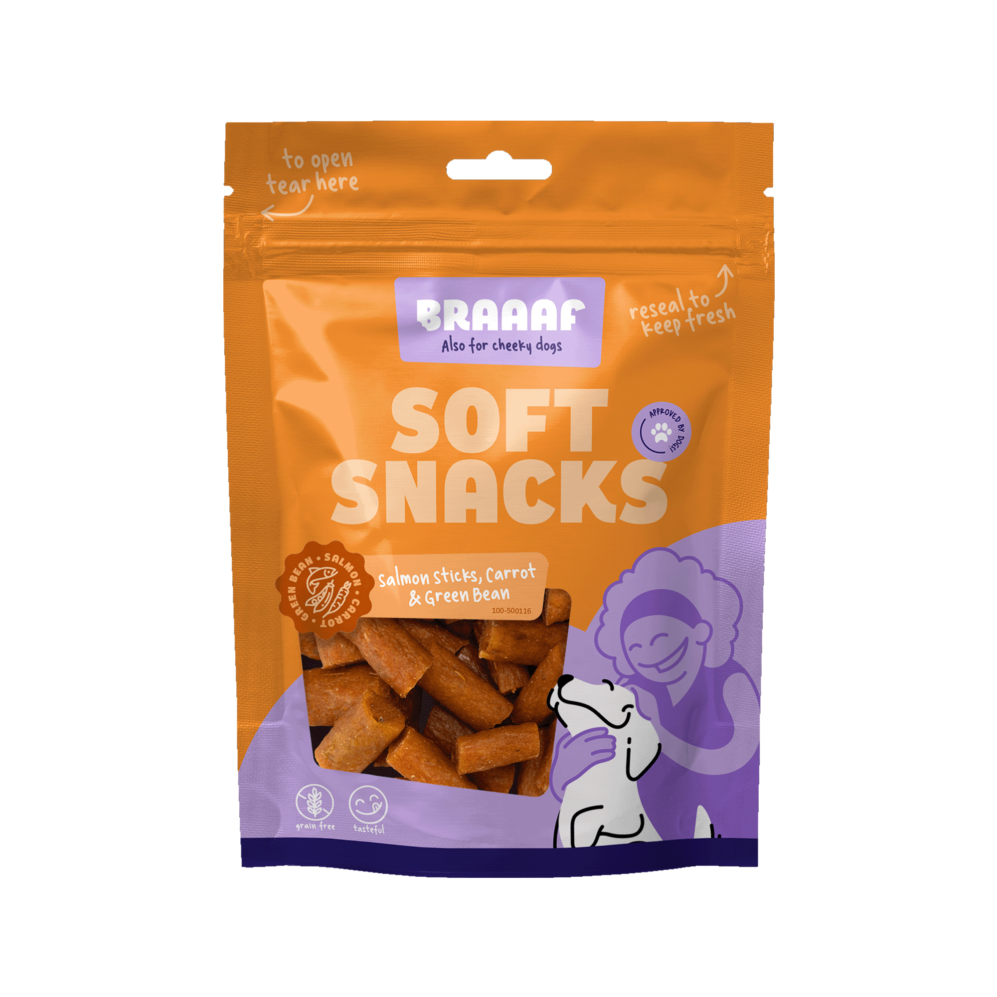Braaaf Soft Snack - Tuna Stick - 2.5 x 0.5 cm - carrot and green bean