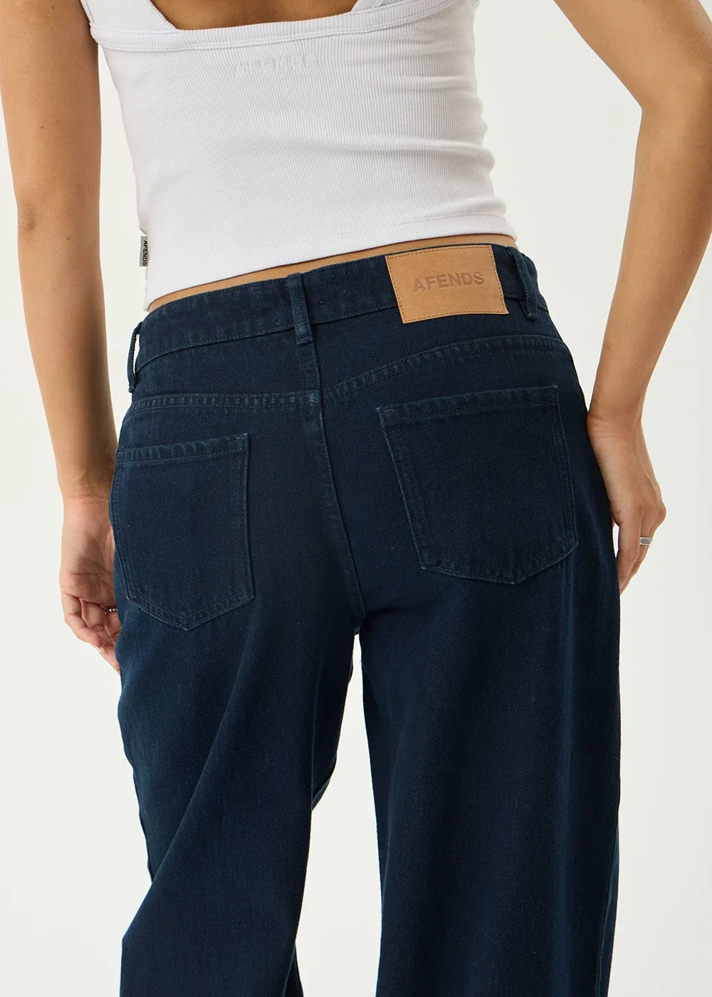 AFENDS Womens Alyra - Low Rise Wide Leg Jean - Ink