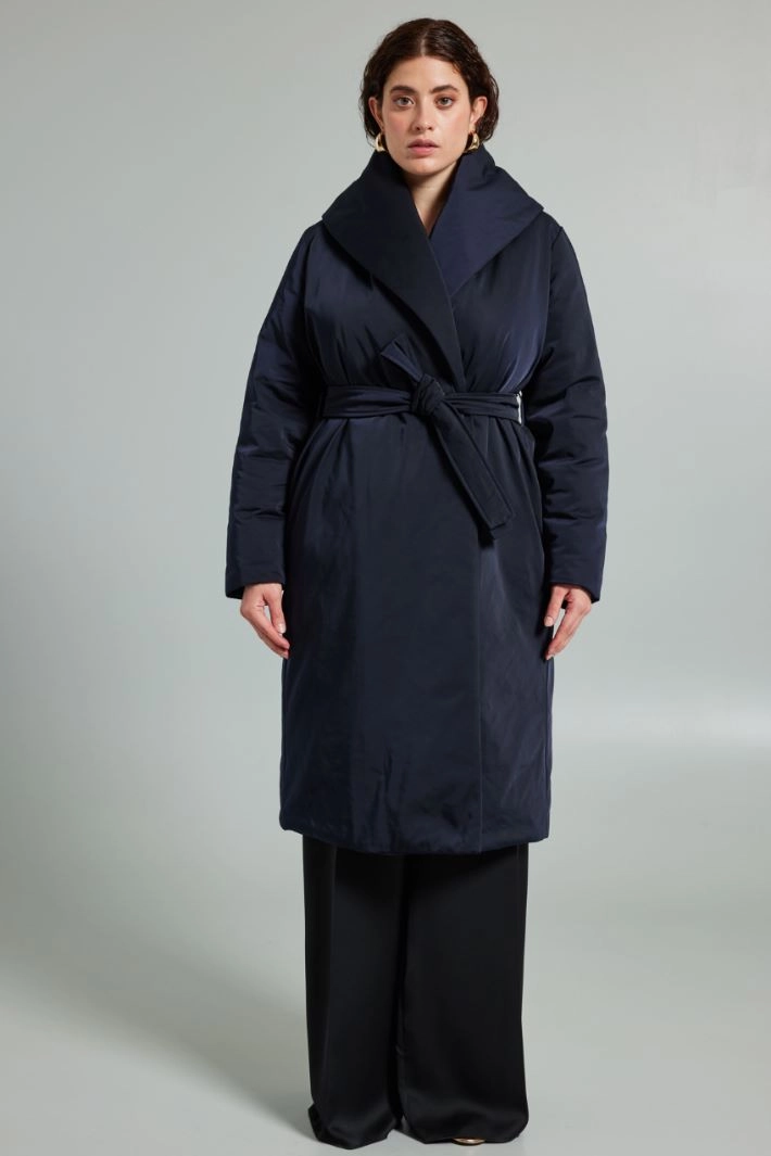 Padded coat with shawl collar - NIGHT BLUE