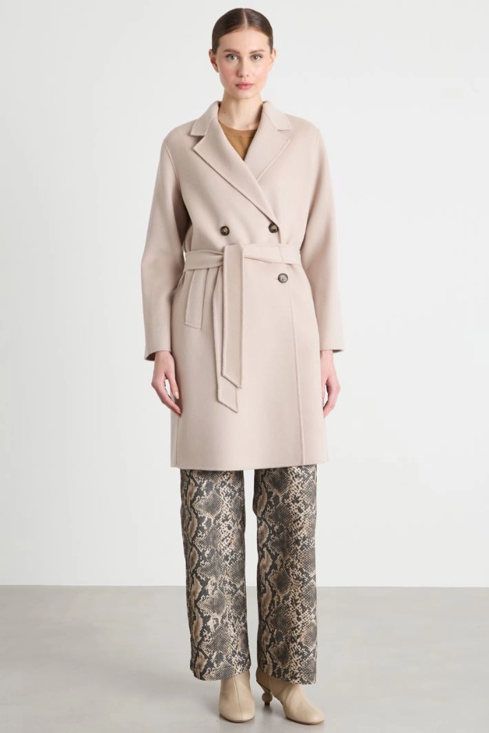 Straight-fit double-faced wool coat - BEIGE