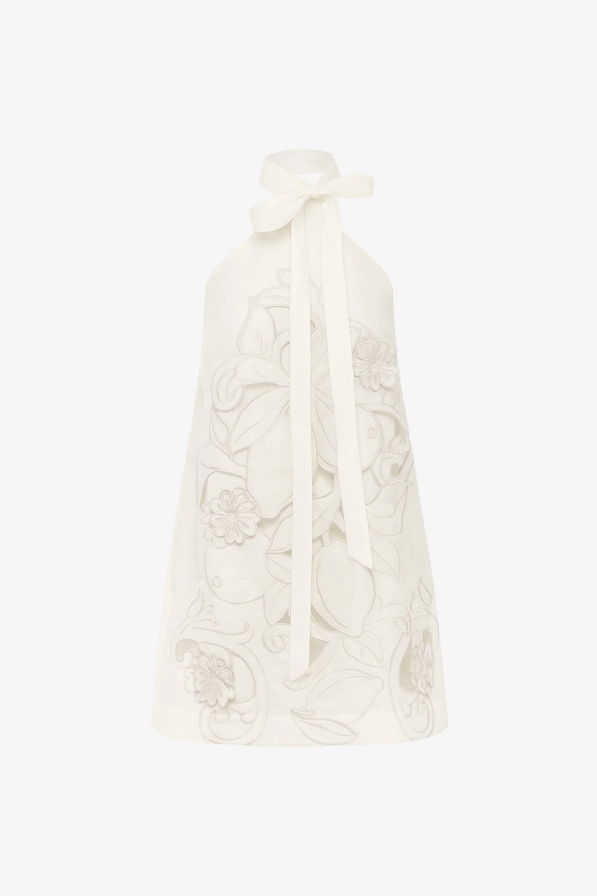 Lola Appliqué Halterneck Mini Dress - Snow