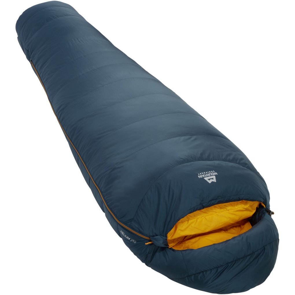 Mountain Equipment Helium 250 Long Sleeping Bag ME-006073 - zip left - majolica blue