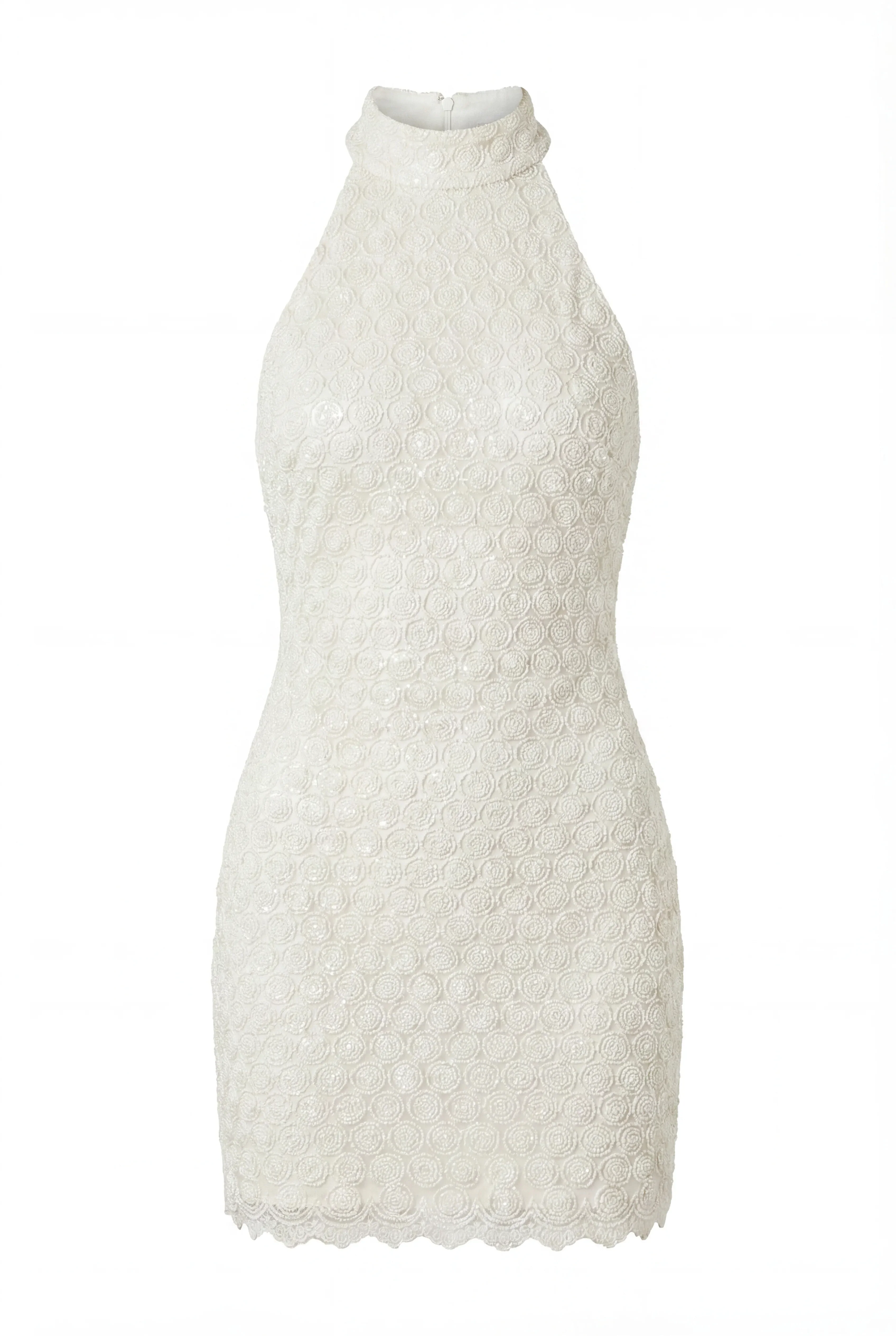 Fitted Lace Ivory Mini Dress