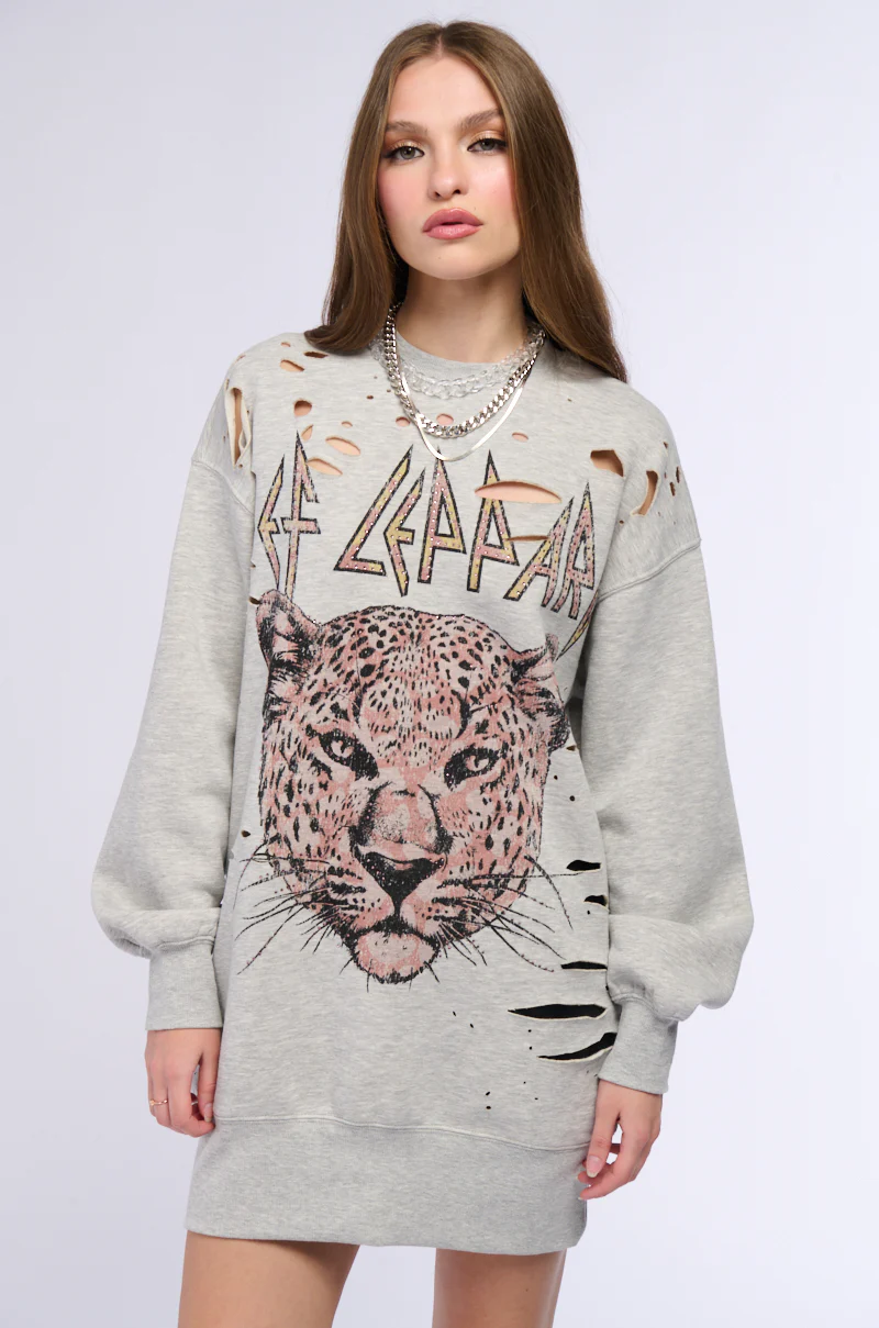 Def Leppard Annual Long Sleeve Sweatshirt Dress