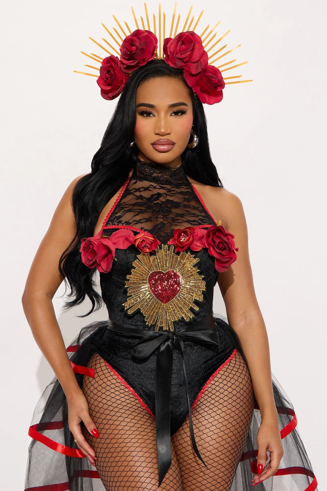 Dia De Los Muertos 3 Piece Costume Set - Red/combo