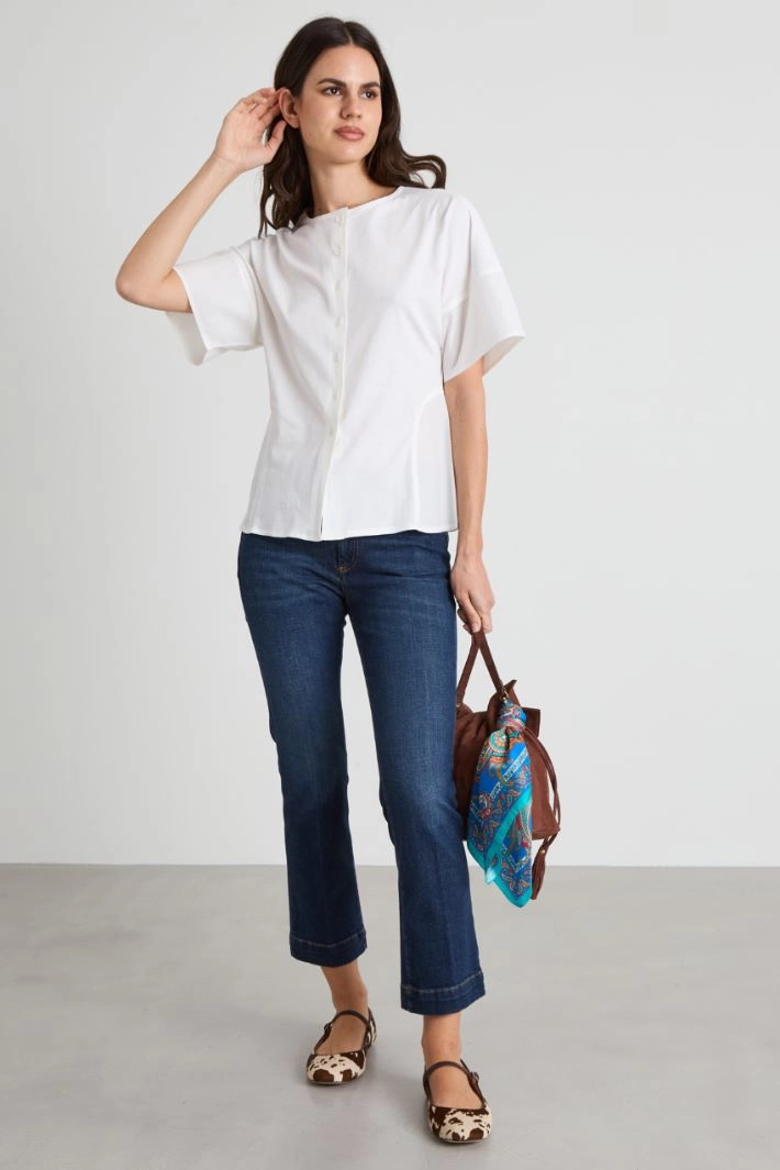 Jersey T-shirt with buttons - WHITE